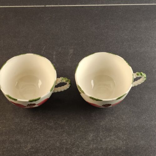 2 Blue Ridge Southern Potteries Tea Cup Hand Painted Allegro Design Vintage