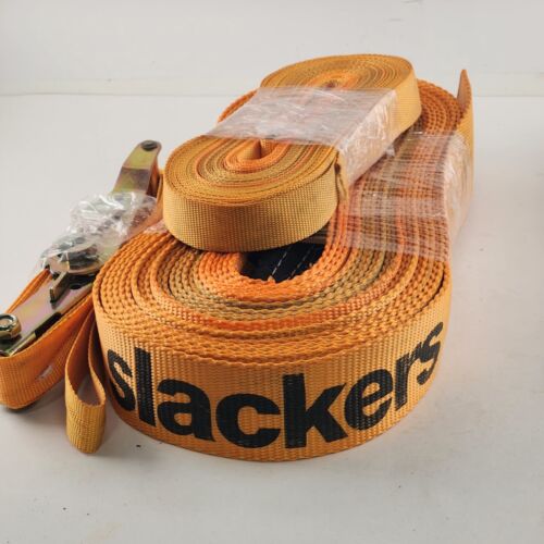 Slackers Slackline Kit Orange 50 Ft Straps Balance Training Kids Game Used w Bag