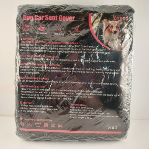 Black Dog Car Seat Cover for Back Seat 100% Waterproof 600D Scratch Resistant
