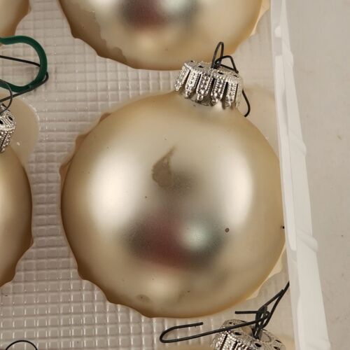 Christmas by Krebs Ornaments in Box Silver White Pearl Satin Crown Top 6 pk 2.5"