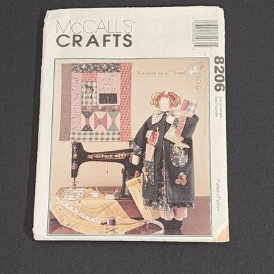 McCall's Craft 8206 Vintage Sewing Pattern 1996 Uncut Sewing Doll and Wall Quilt