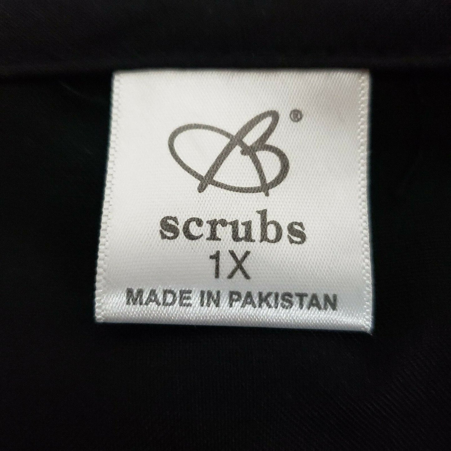 B Scrubs Brand Uniform Scrubs NWT Solid Black 1XL 3 Pockets Side Slits at Waist