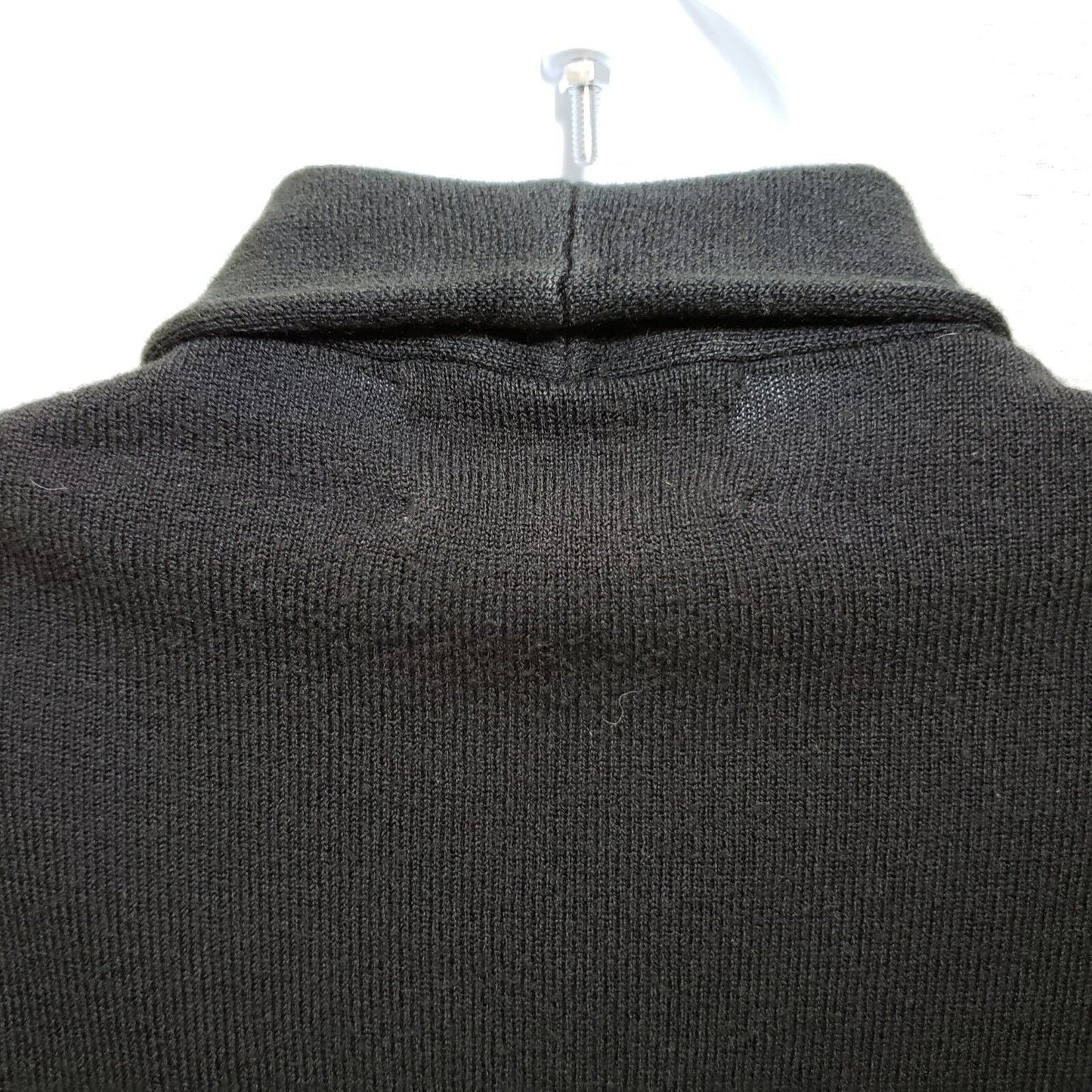 Debbie Morgan Cardigan Wrap Black XL Sweater Open Front Acrylic Patch Pockets