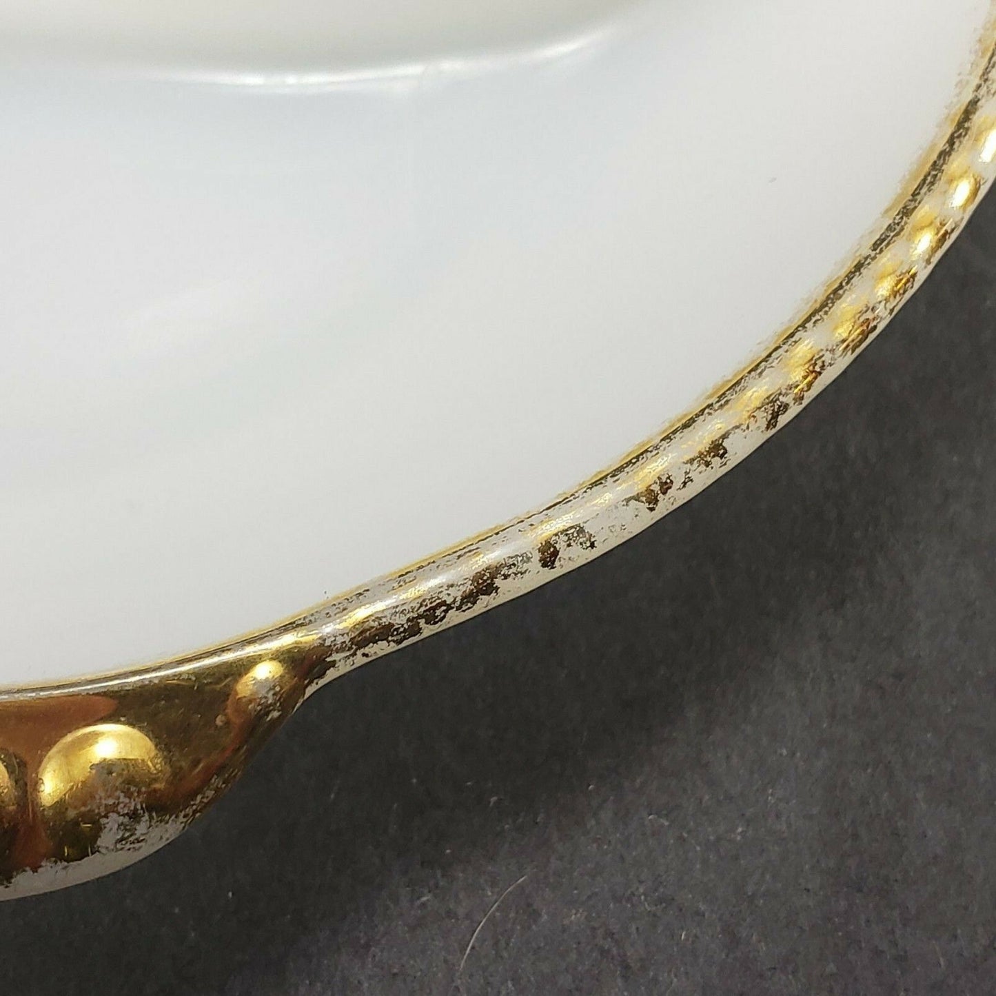 Fire King Oven Ware Divided White Milk Glass with Gold Trim 3-Part Dish Vintage