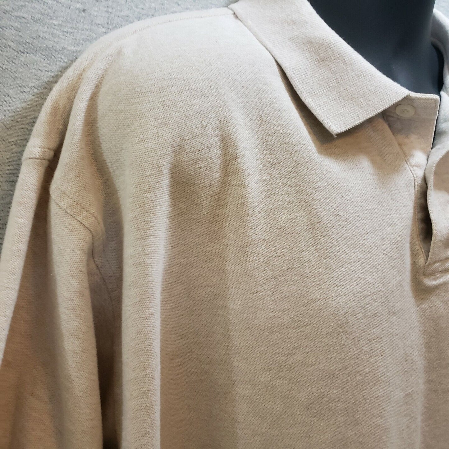 River Trader Men's Polo Golf Shirt Tan Solid 2 Button Short Sleeve Size XL