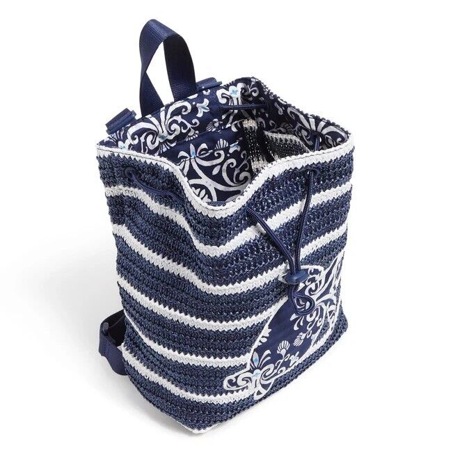 Straw Drawstring Backpack Vera Bradley Blue Medallion Sea Turtle Drawstring Bag