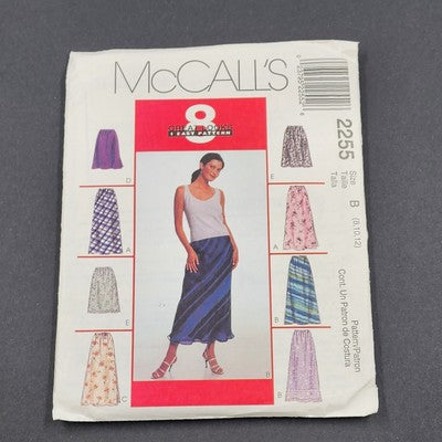 McCall's 2255 Vintage Sewing Pattern 1999 Uncut Misses Bias Skirt Size B 8-12