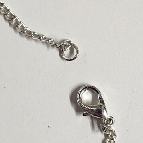 Three Heart Silver Tone Necklace 16" Pink Glitter Center Lobster Clasp Jewelry