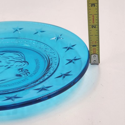Wheaton Blue Glass President Plate George Washington Presidential Series 8" VTG