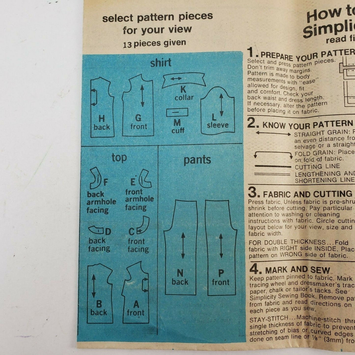 Simplicity Printed Sewing Pattern 7934 Women Top Shirt & Pants 16½ 18½ Vintage
