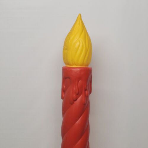 Blow Mold Vintage Red w/ Yellow Flames Pole Candle Product Union Molded 35" Tall