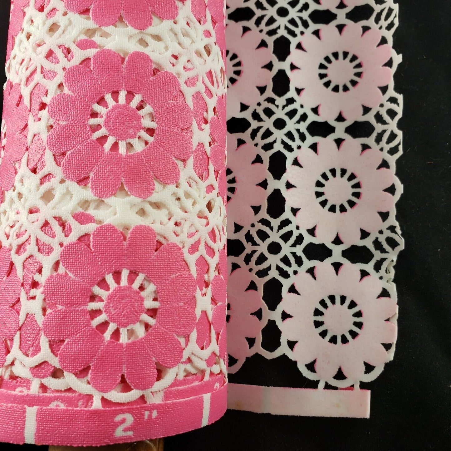 13 ft Roll Vintage Flower Power Pink Hippie Love Vinyl Shelf Liner Table Runner