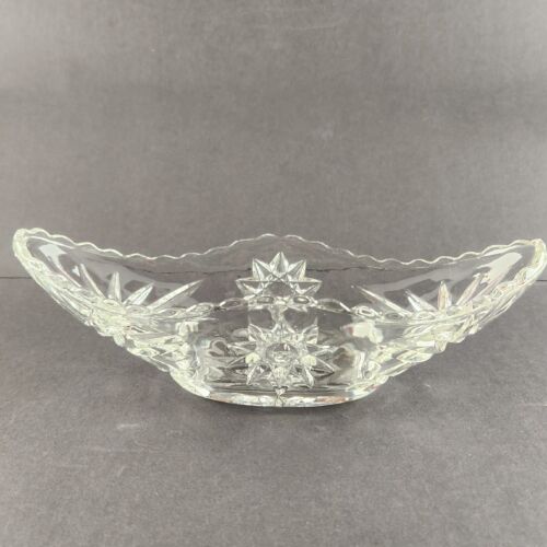 Clear Glass Starburst Design Oblong Candy Nut Dish by Anchor Hocking Vintage