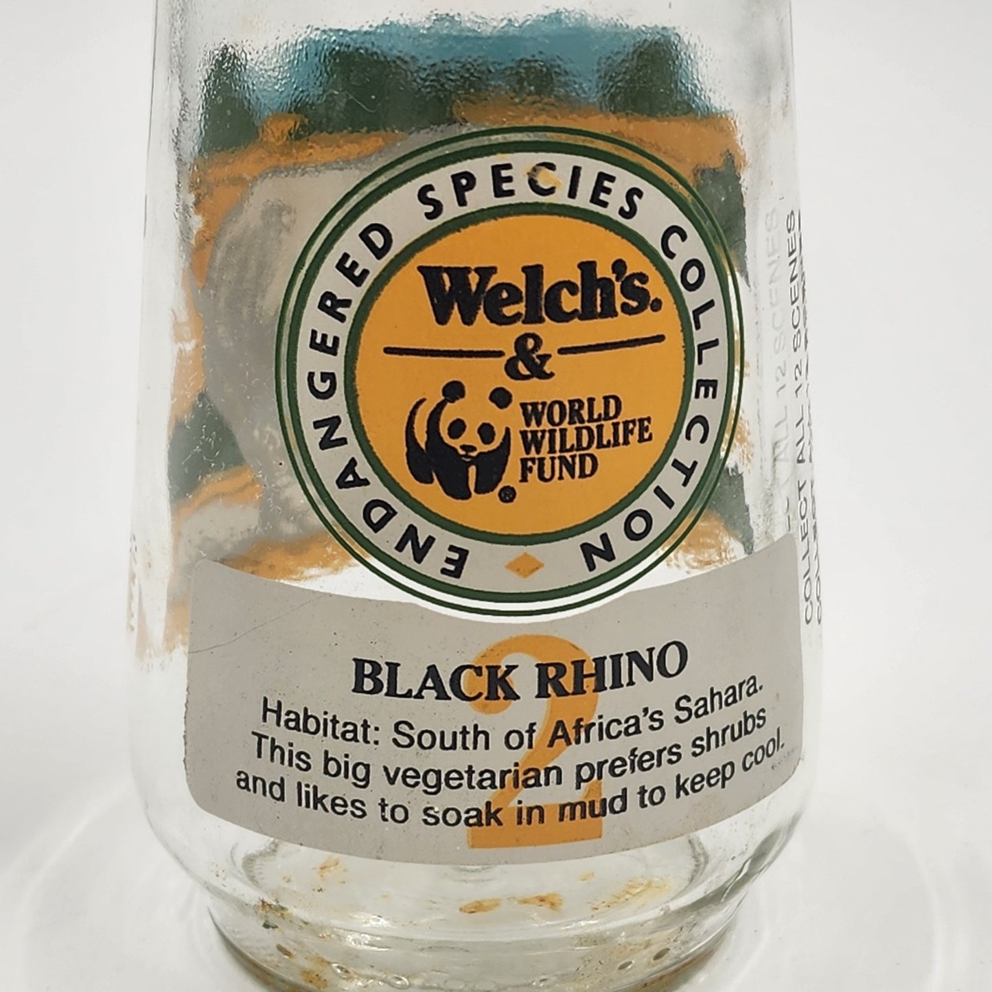 Endangered Species Collection #2 Rhino #6 Whale Welch's Jelly Jar Glass 4"x2.5"