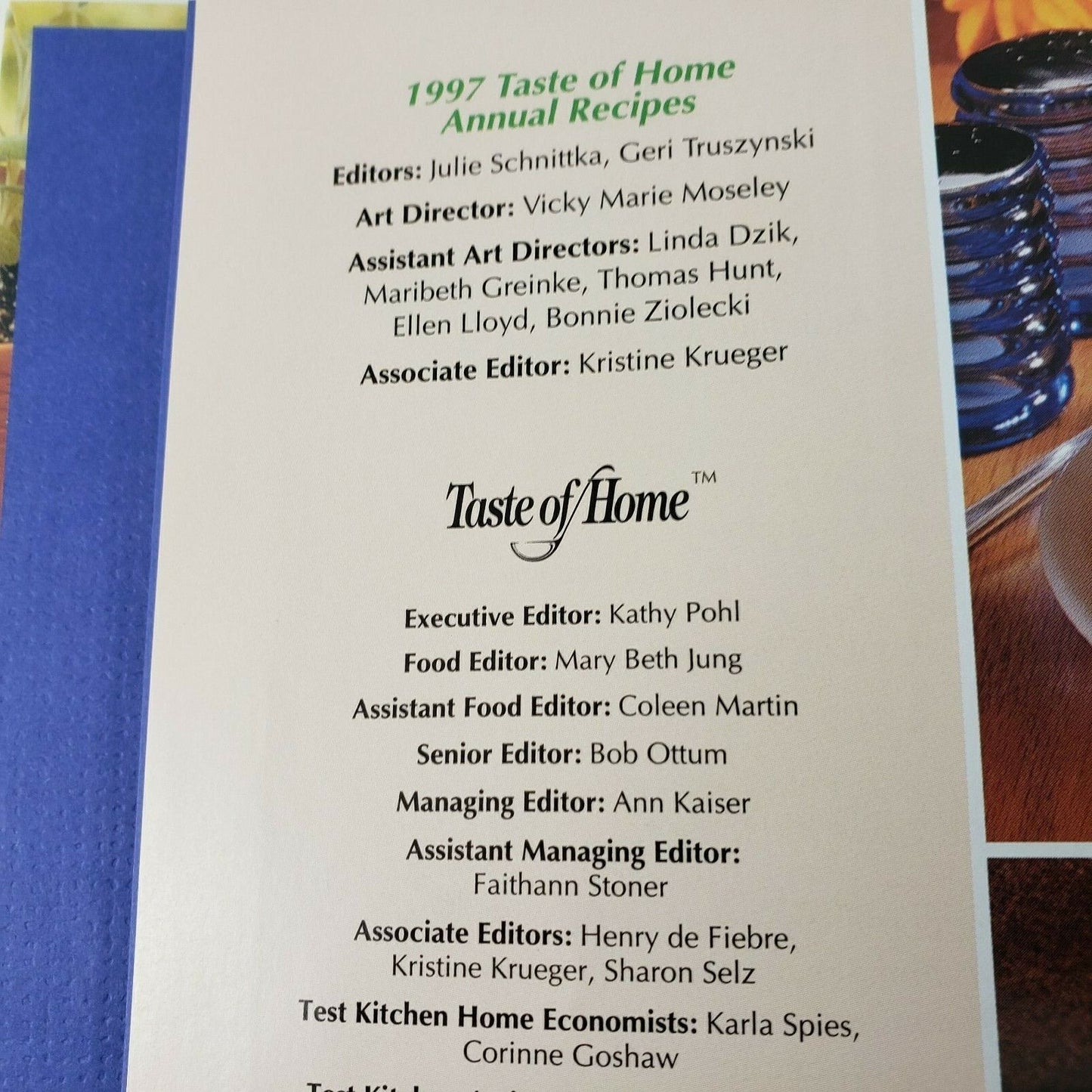 Taste of Home 1997 Annual Recipes Hardcover Julie Schnittka Reiman Publications