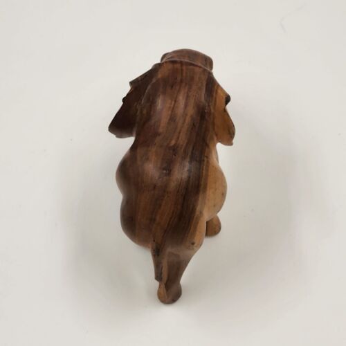Solid Hardwood Elephant 3.5"h Walking Position Natural Smooth Missing Tusks