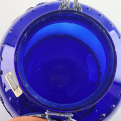 Rosenthal Netter Italian Cobalt Blue Large Round Mason Jar Farming Scene 10.5"