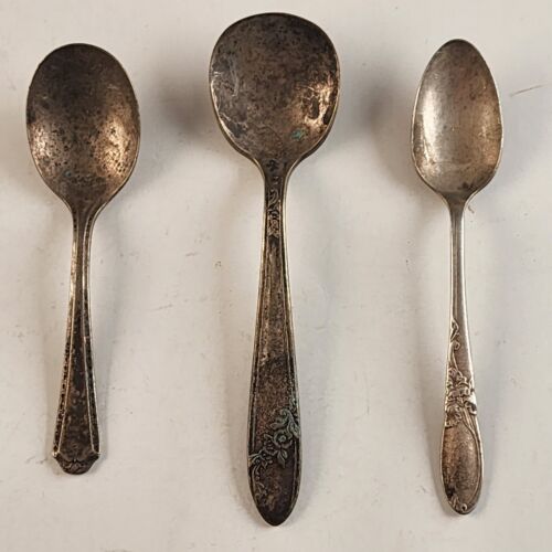 3 Baby Spoons Silver-Plate Oneida Community White Orchid Patterns