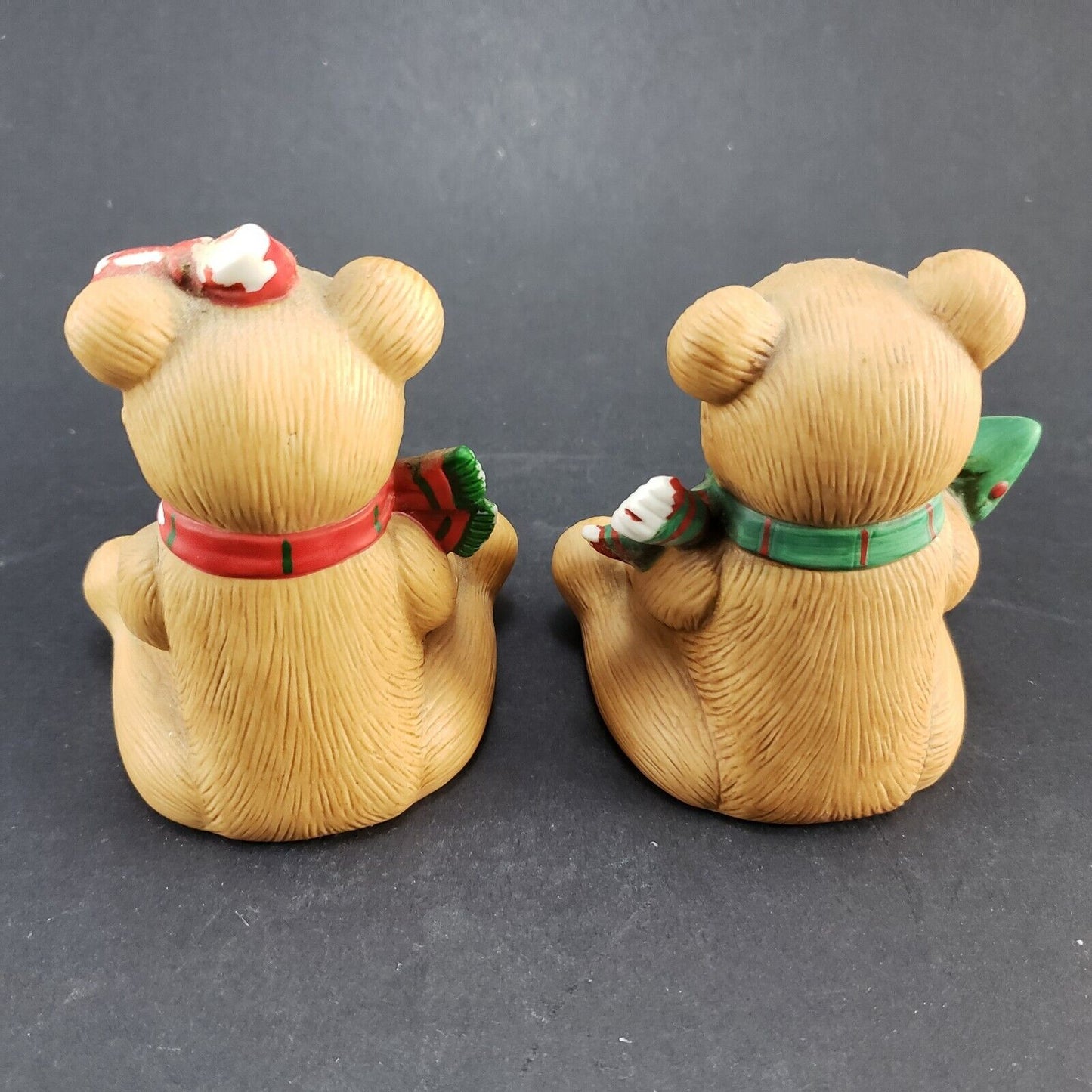Vintage Homco 5104 Christmas Bears Porcelain Boy & Girl Figurines 4" Tall Taiwan