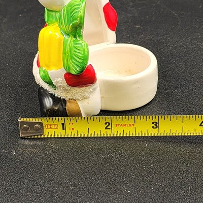 Lenox Snowman Candle Holder Black Hat Green Scarf Holding Broom 5"x3"