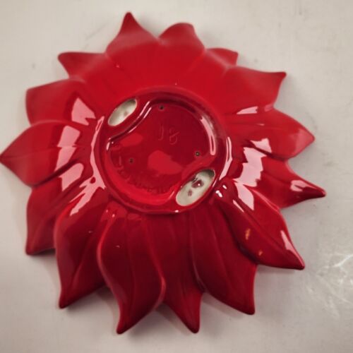 Set of 3 Poinsettia Flower Candy Dishes Christmas Atlantic Mold One 10" & Two 8"