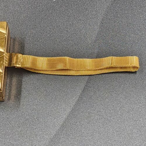 Evans Compact Wristlet Double Sided Gold Quilted Design Mesh Strap Vintage 1940s