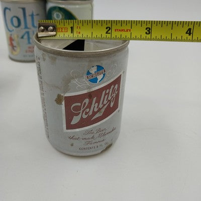 5 Old Vintage Short Empty Beer Cans Schlitz Pearl Cream Ale Colt 45 Rolling Rock