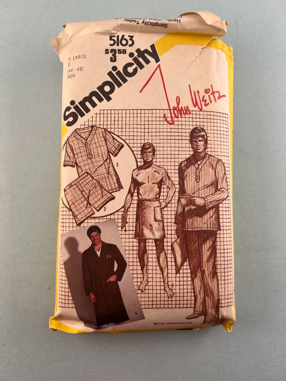 Simplicity 5163 Vintage Sewing Pattern '81 Men's Pajamas and Front-Wrap Robe XL