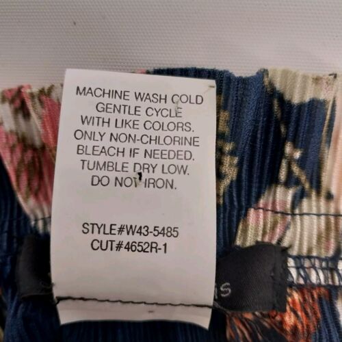 Jennie & Marlis Ladies Shirt Pleated Blue Floral Off The Shoulder Elastic Size L