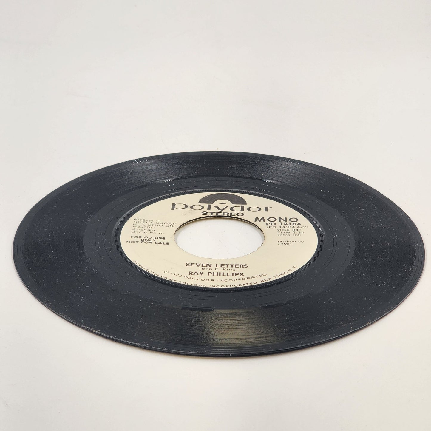 Ray Phillips Polydor Stereo Seven Letters Vinyl 7" 45 RPM DJ Promo 1973
