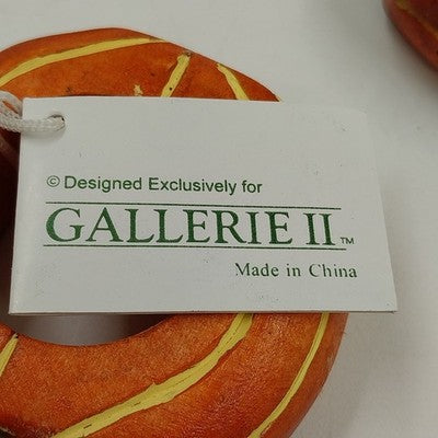 Set of 6 Gallerie II Pumpkin Jack O’Lantern Halloween Wood Napkin Rings 3"dx1"h