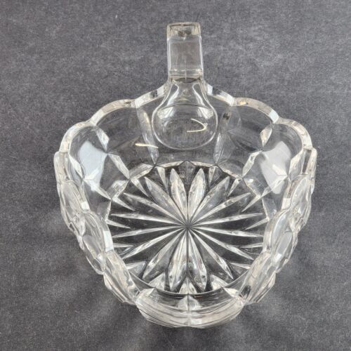 Duncan Miller Triangle Nappy Block Pattern Handled Candy Relish Dish Vintage 7"