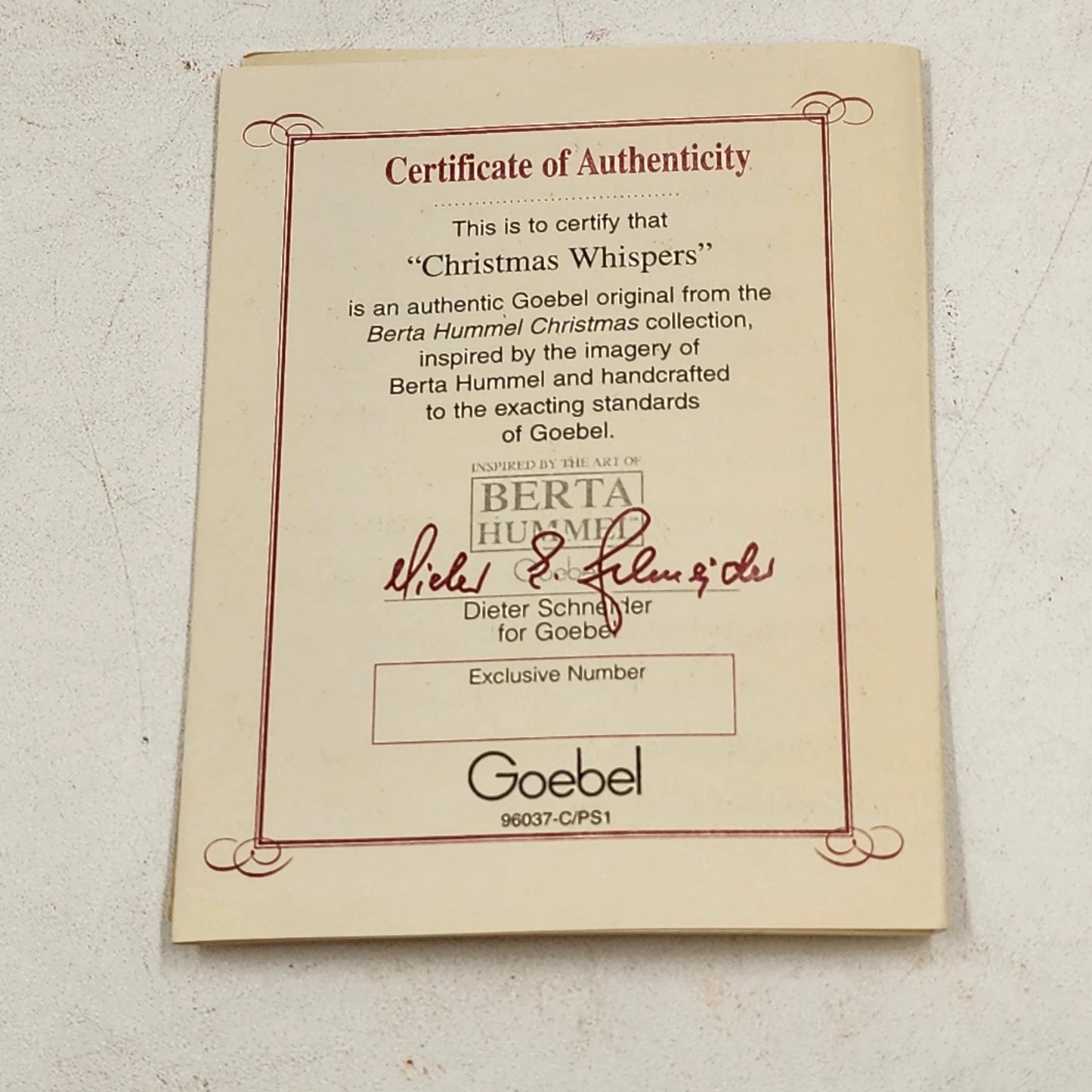 Berta Hummel CHRISTMAS WHISPERS Holiday Ornament Goebel Porcelain Girls
