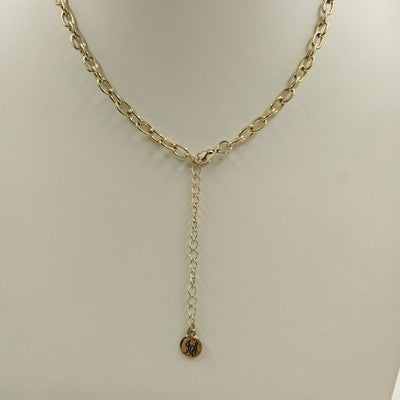 Jessica Simpson Chunky Black Faceted Square & Round in Gold Tone Chain Necklace