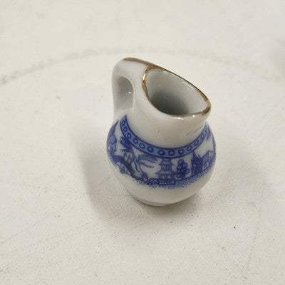 Collectible Miniature Tea Set Blue Chinese Willow Tree w/ Box Home Decor