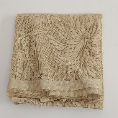Gold Beige Lace Fabric Tablecloth Cover with Palm Tree Design Motif 34" Square
