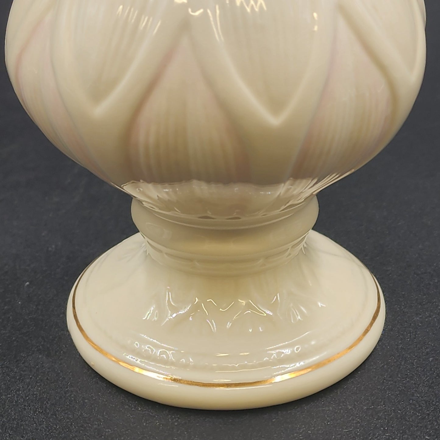 Belleek Lotus Blossom White Porcelain Vase w/ Gold Trim Fine Parian China 8.25"