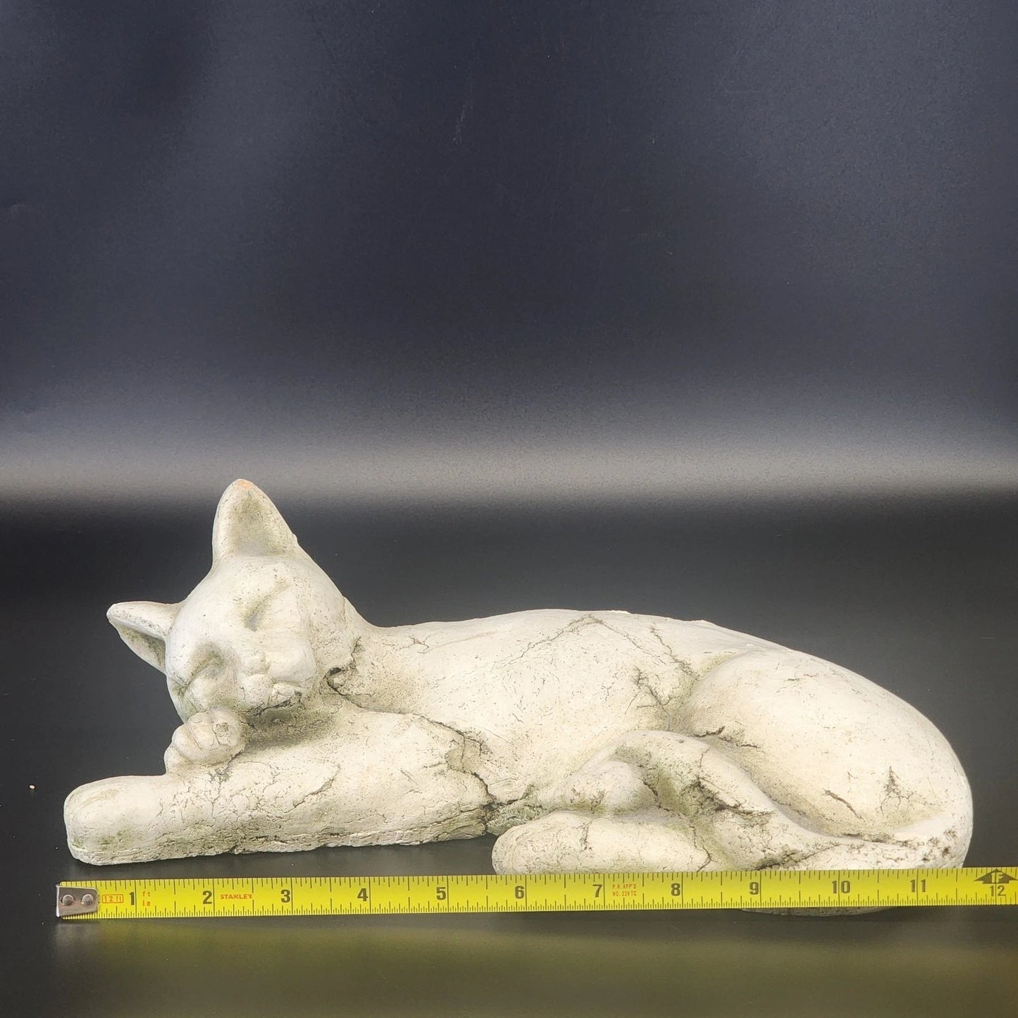 Cast Stone Curled Cat Statue Garden Gate Designs Heavy Concrete Sculpture Decor