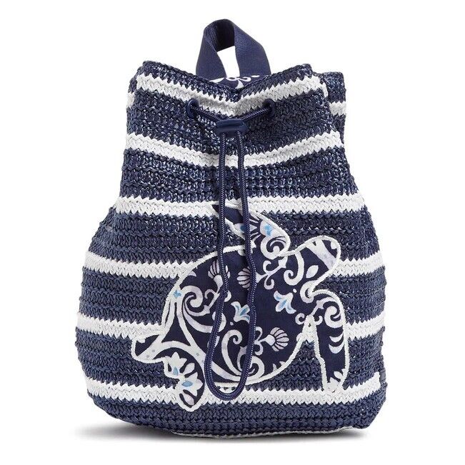Straw Drawstring Backpack Vera Bradley Blue Medallion Sea Turtle Drawstring Bag