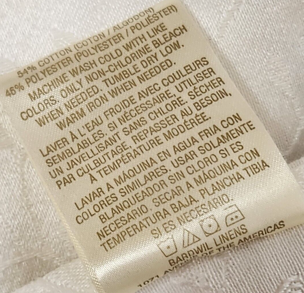 Lenox Rectangle White Table Cloth With Floral Design And Butterflies 56" x 88"