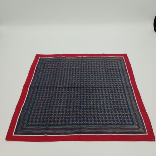 Handkerchief Paisley Blue Red Square Pocket Scarf Intricate Pattern 23"