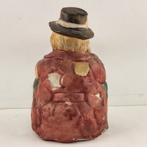 Sun Saint Porcelain Hobo Clown w Horn Music Box 6.5" Taiwan Plays Barrel of Fun