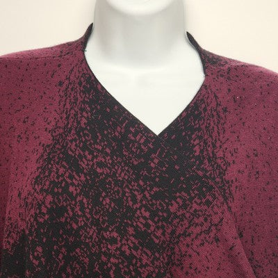 Kasper Women's Long Sleeve Cardigan Wine Purple Black Sweater Open Front Medium