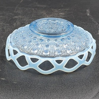 Imperial Katy Blue Bowl Opalescent Diamond Lace Edge Depression Glass 6" Vintage