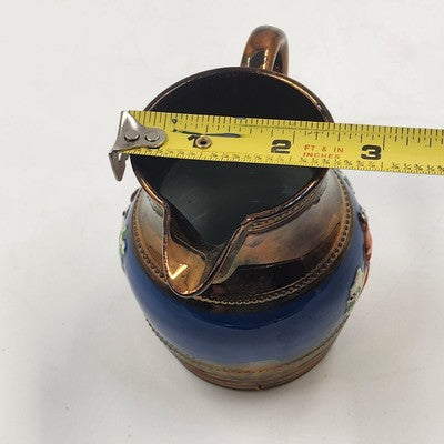 Allertons Longton Pottery Copper Lustre Staffordshire Pitcher Blue Band Raised