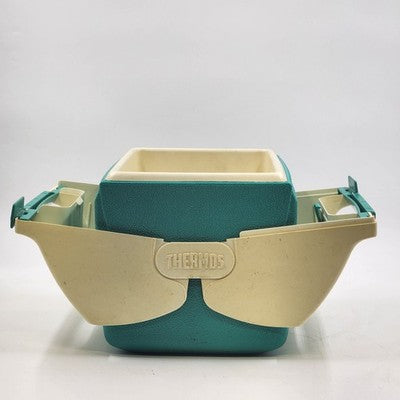 Thermos 7707 Cool Date 7 Quart Split Lid Lunchbox Green White Cooler 11"x8"