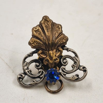 Jewelry Lot 2 pc Brooch Gold Tone Angel Lapel Pin & Rhinestone Angel Pendant