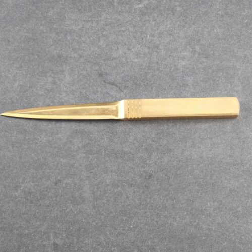 Solid Brass Letter Opener 7” Long Double Edge Vintage Elegant Coal Rep Intl