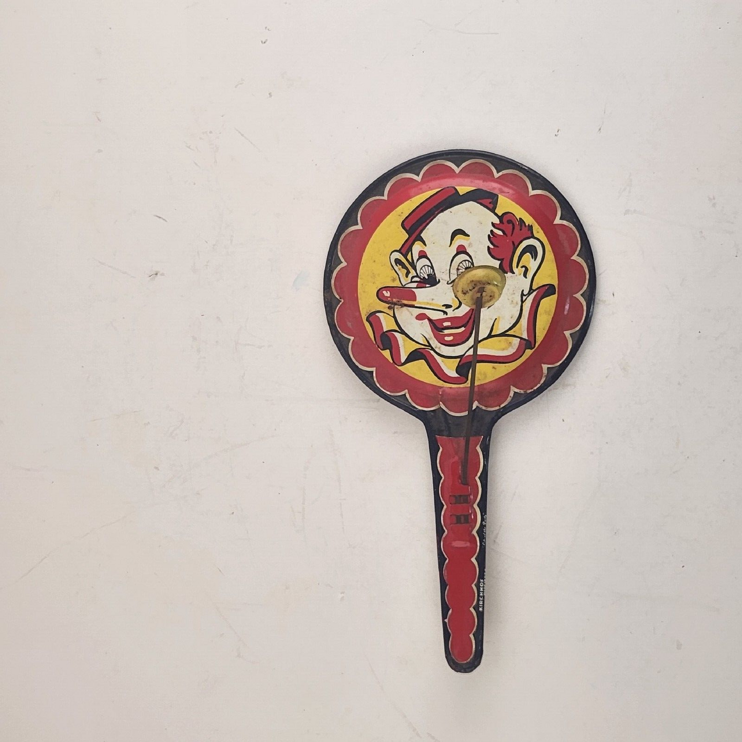 Kirchhof Tin Noise Maker Rattler and Clown Clapper 1950's USA