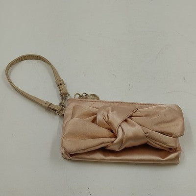 Jessica Simpson Pink Silk Wristlet Mini Purse with Bow Baguette Style Bag China